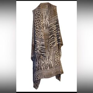 Womens Open Front Leopard Print Long Cardigan  L-XL A0022